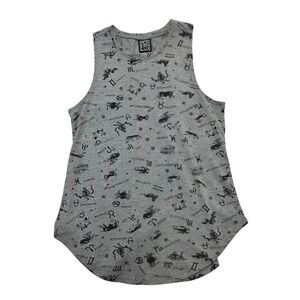 Modern Lux Zodiac Print Tank Top Women's Medium Sleeveless Astrology Gray
